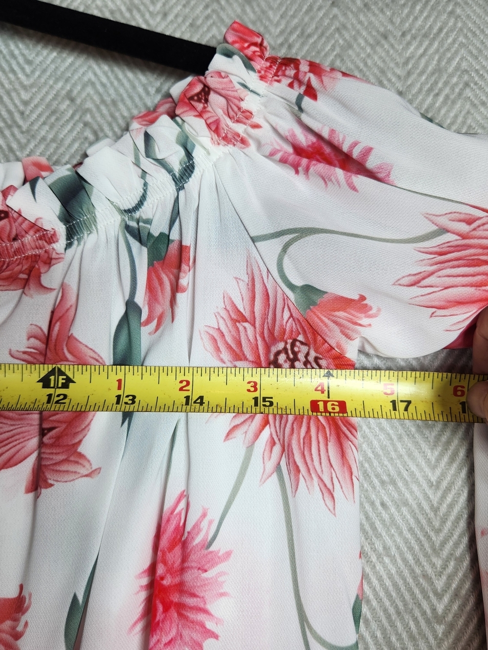 Floral Off-Shoulder Peasant Blouse white Pink Floral Womens Size S - Picture 5 of 9